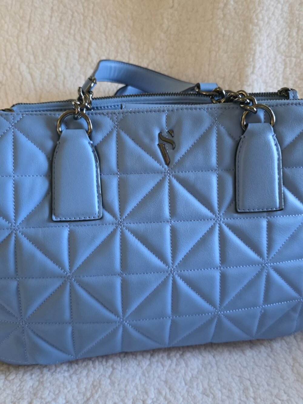 "Simply Vera" Vera Wang Buena Satchel Quilted Blue Purse